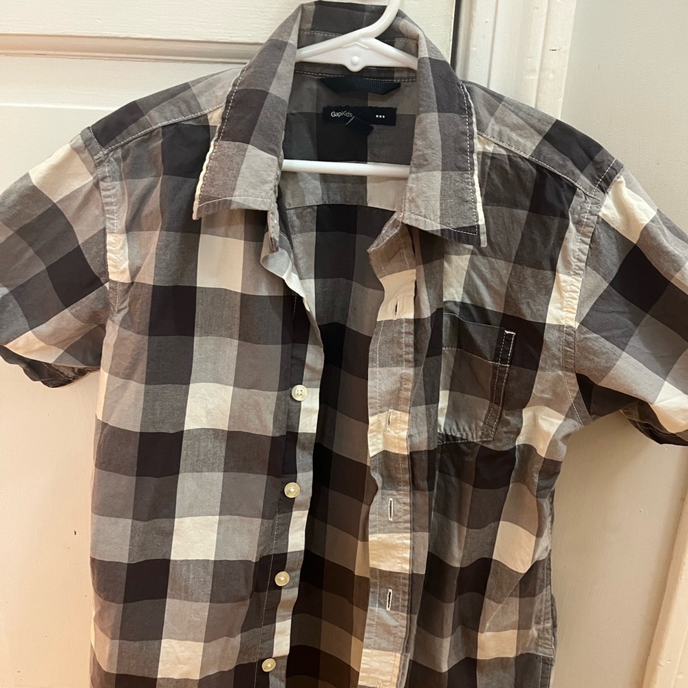 Gap Kids Plaid Button-Up T-Shirt, size S